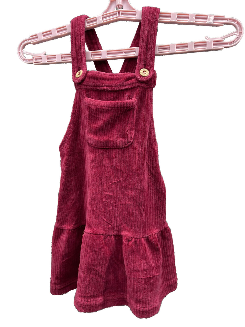 Tahari Girl Top Bib Overall Corduroy Pink Dress Size 2T Holiday
